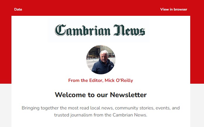 Cambrian News newsletter sample