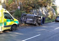Man hospitalised after Pennal crash