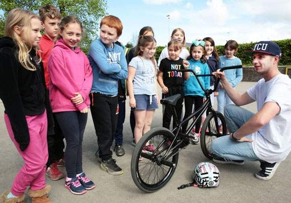 BMX display for pupils after Big Pedal challenge