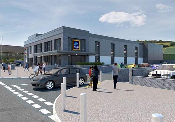 An artist's impression of the planned new Aldi store in Aberystwyth