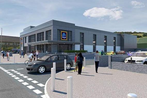 An artist's impression of the planned new Aldi store in Aberystwyth