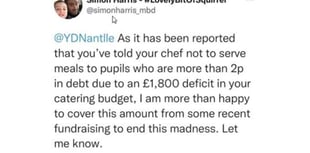 Blogger offers to pay £1,800 school meals debt to stop kids 'going hungry'