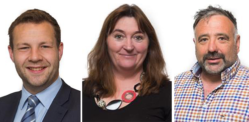 Councillors Sion Jones, Angela Russell and John Pughe Roberts