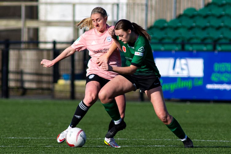 Aberystwyth, WALES -  27 February, 2022: 

Aberystwyth Town v Cardiff City Women in the Genero Adran Trophy Semi Final at Park Avenue on the 27th February 2022. (Pic by Lewis Mitchell/FAW)