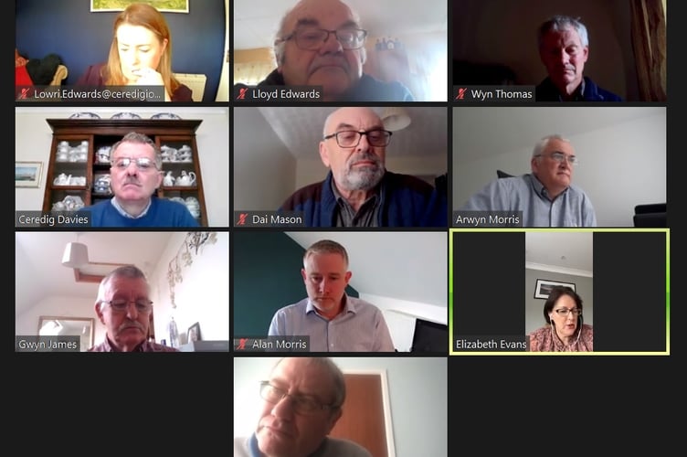 An online meeting of Ceredigion County Council