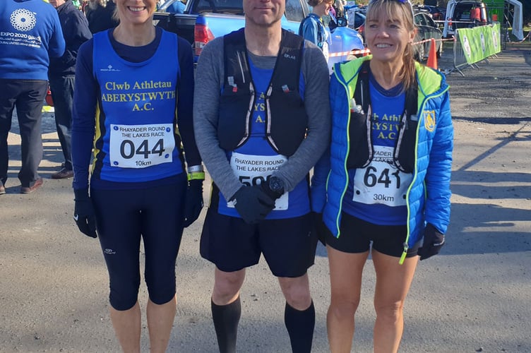 Karen Davies, Neil Gamble, and Lynwen Huxtable at  Rhayader Round The Lakes