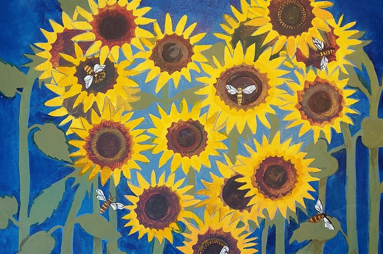 Lizzie Spikes’ Sunflowers for Ukraine painting