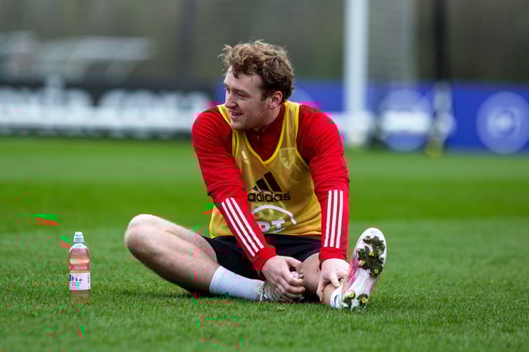 WREXHAM, WALES - 23 MARCH 2021 - Luke Jephcott at U21 Training Session at Colliers Park, Wrexham (Pic by Nik Mesney/FAW)
