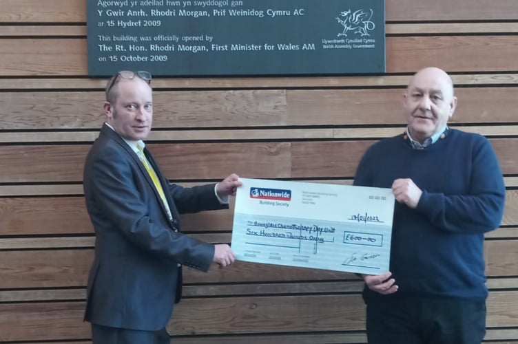 Cheque Hywel Dda charities chemotherapy appeal Vinci Facilities