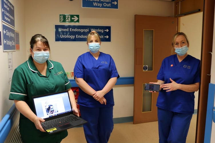 Pictured left-right are: Delyth Jones, PSA Coordinator, Eleri Hughes, Uro-Oncology Clinical Nurse Specialist and Linda Williams, Uro-Oncology Clinical Nurse Specialist at Ysbyty Gwynedd