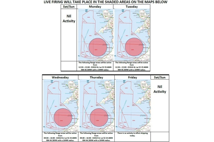 Live firing Cardigan Bay