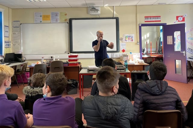 Lampeter pupils learn the art of  beatboxing from Mr Phormula