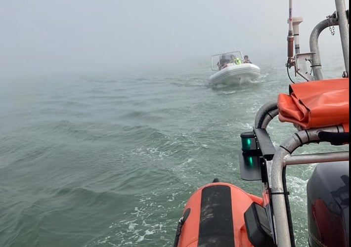 Aberdyfi Lifeboat rescue the rib with four crew on board