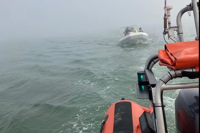 Aberdyfi Lifeboat rescue the rib with four crew on board