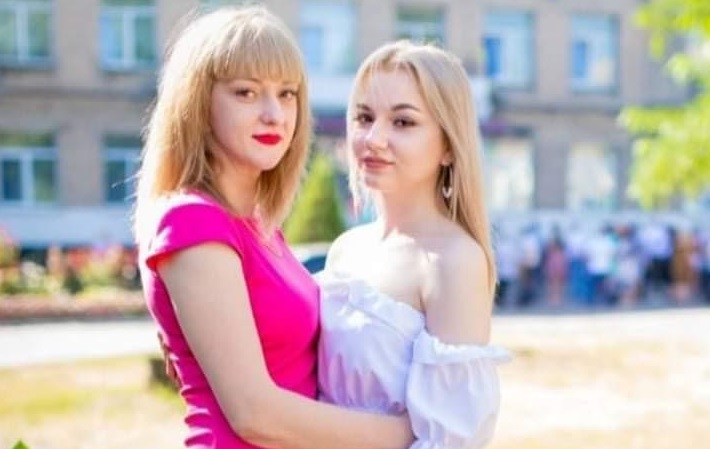 Olena and her daughter Olena photographed together back home