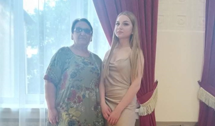 Olena’s mother, Ludmila — pictured with her grandaughter — was unable travel to the UK due to ill health. They hope she can join them soon