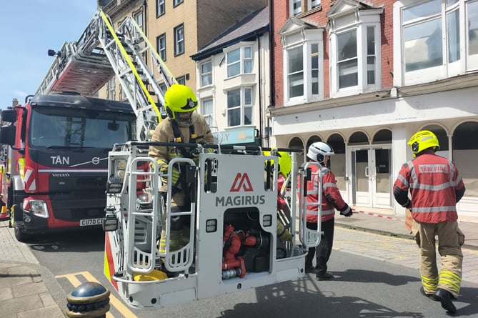 The fire service successfully rescued the seagull from the roof of the old Lloyd’s Pharmacy