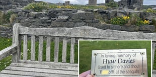 Memorial plaque on castle bench removed