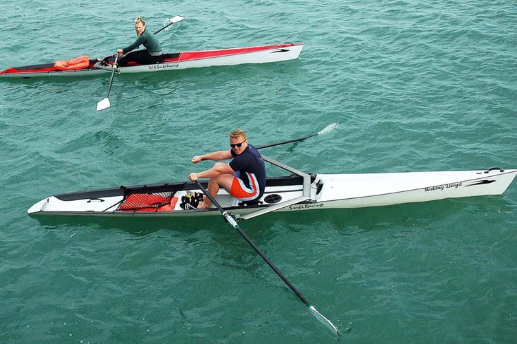 Tim Chesworth and Chloe Evans training on the Dyfi estuary 
