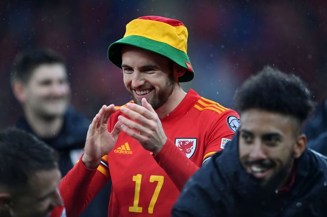 CARDIFF, WALES - 05 JUNE 2022: Wales' Rhys Norrington-Davies at full time during the 2022 FIFA World Cup play-off final between Wales & Ukraine at the Cardiff City Stadium on the 5th of June 2022. (Pic by Ashley Crowden/FAW)