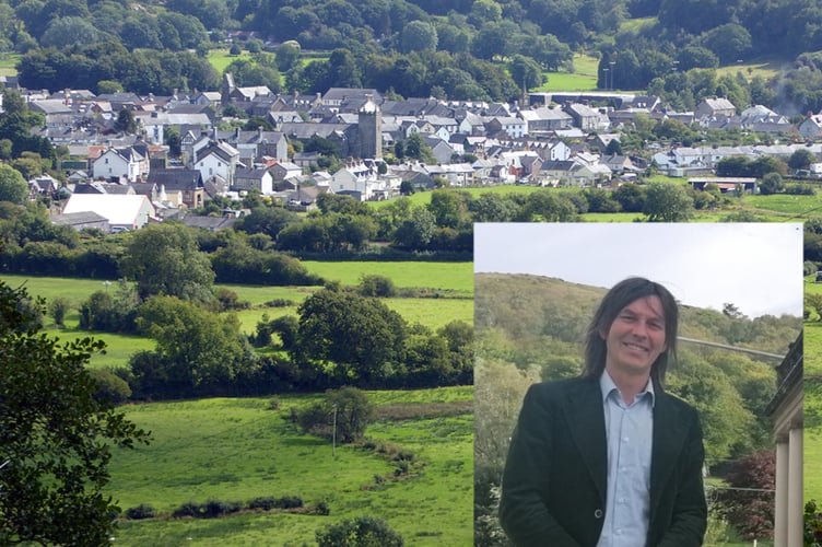 Machynlleth Mayor Cllr Jeremy Paige inset on Machynlleth