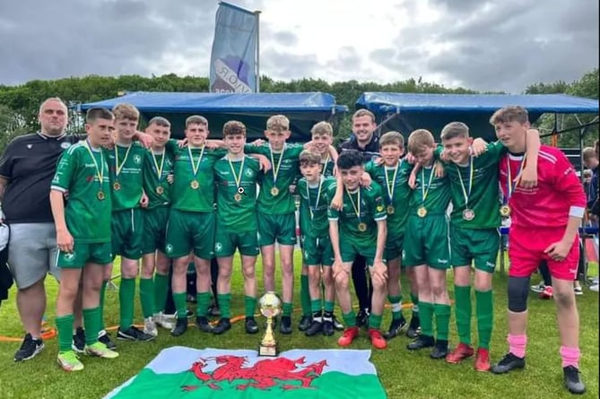 The victorious Gwynedd Under-15s Schools team Holland tournament