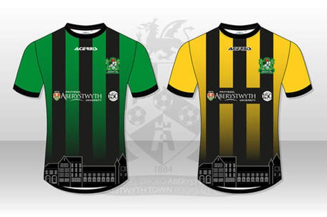 Aberystwyth new home and away  kit feature the Old College