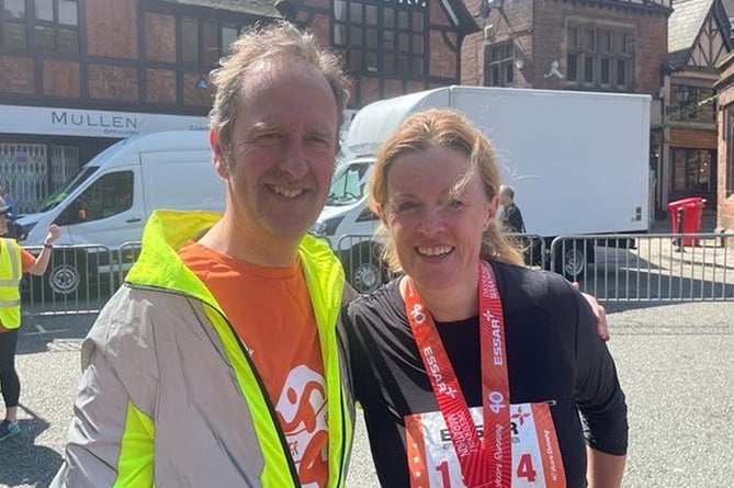 Lisa Markham and her friend Rhys Bleddyn ran the Conwy and Chester half-marathons