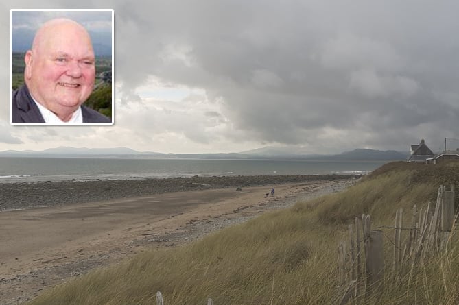 Llandanwg Beach in Gwynedd. Inset: Cllr Gwynfor Owen