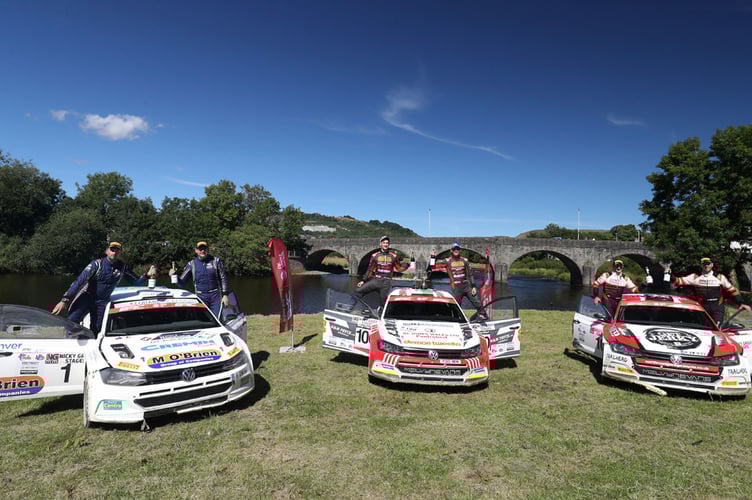 Osian Pryce and co driver Noel Sullivan (middle) head the Nicky Grist podium 2022