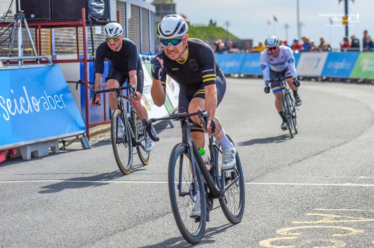 Ieuan Andy Davies winning in Aberystwyth Welsh Cycling Closed Circuit Championship races were held as part of the Aberystwyth Cycle Fest 2022