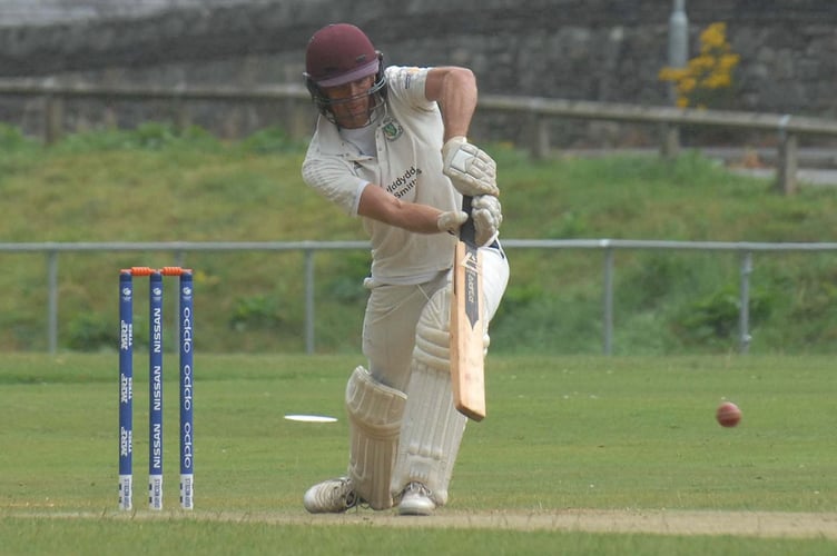 Stuart Evans on his way to 21 for Dolgellau against Conwy, North Wales League 24 July 2022