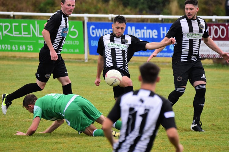 Bow Street were dominant throughout in their game against Llansantffraid Village Welsh CUp first qualifying round 30/0722