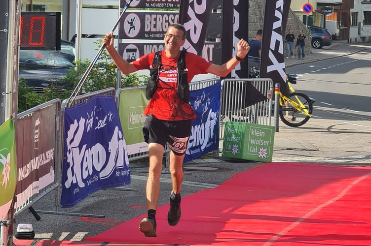 Balazs Pinter crossing the finish line Walser Ultra in Austria 2022