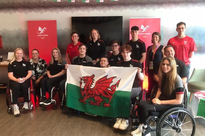 Welsh Wheelchair Basketball men and women’s squad at Team Wales house. Commonwealth Games 2022
