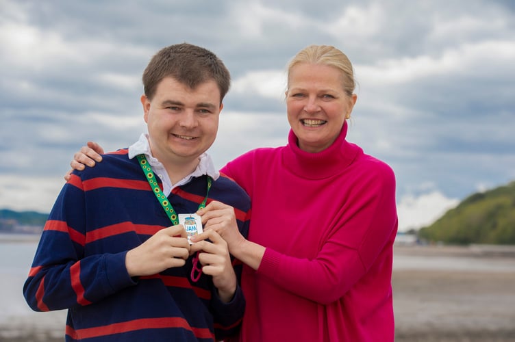  Benjie Brown with his mum, Davina Carey-Evans, who is also the High Sheriff of Gwynedd.                   Picture Mandy Jones