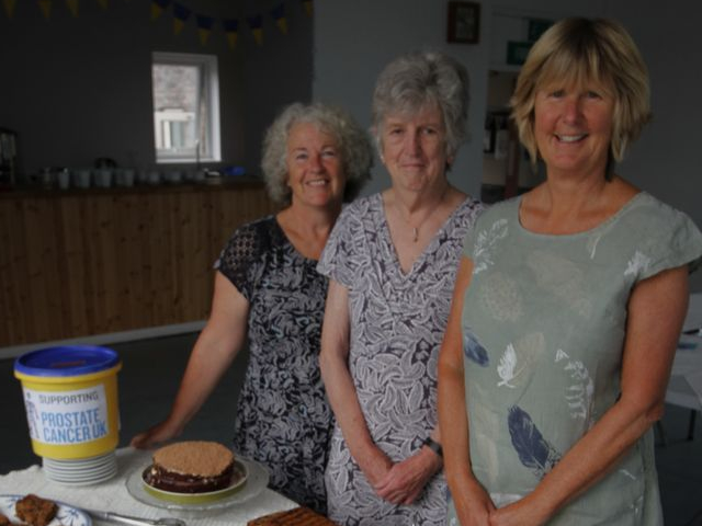 Three of the volunteers, Cath Ward, Myra Dods and Ros Goff, who helped at the coffee morning fundraiser