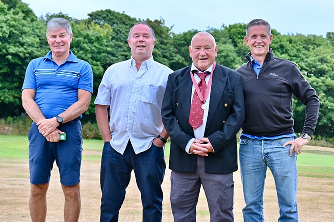 Aberystwyth Golf Club captain Terry Davies with the day’s winners