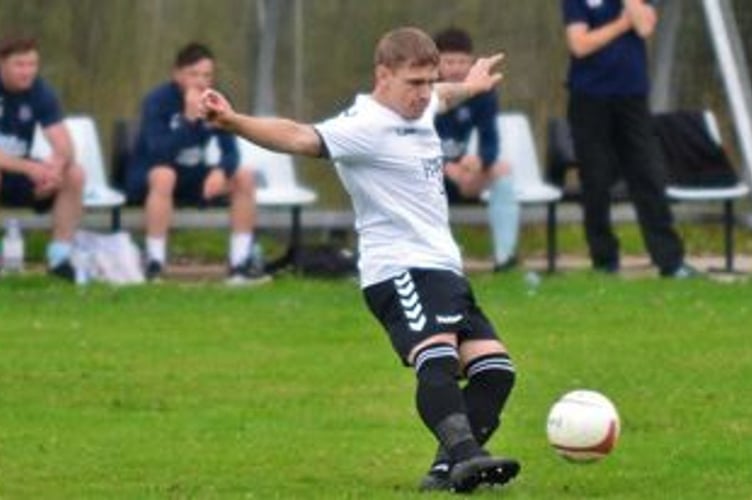 Penrhyncoch goalscorer Liam Lewis against Mold Alexandra 20/08/22