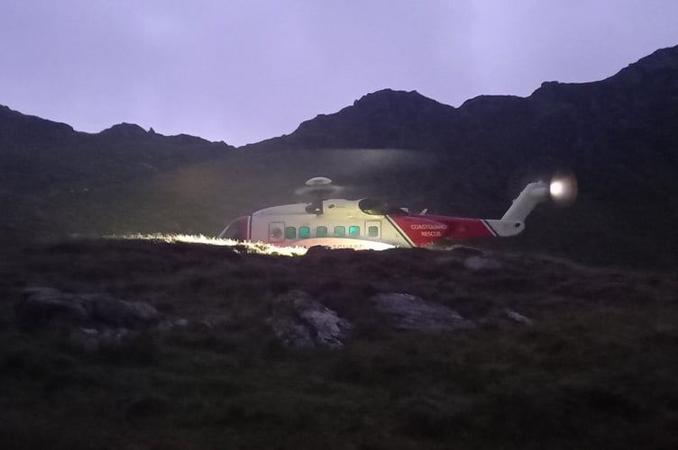 Rescue936 perched on the slopes of Cader idris on Saturday night