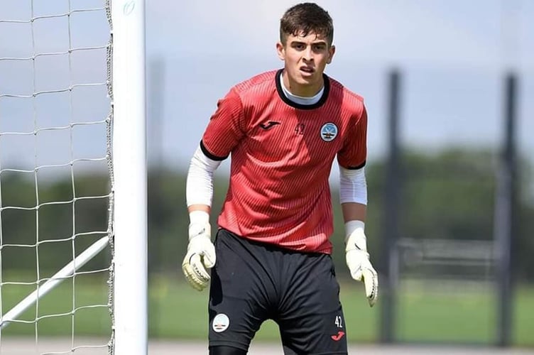 Aberystwyth keeper Lewis Webb was kept busy against Cardiff Met on Saturday Aber 0 Cardiff Met 4