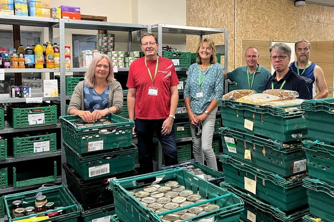 Liz Saville Roberts MP with volunteers at the South Gwynedd Foodbank in Barmouth