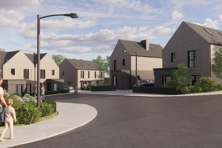Artist impression of the Coed Mawr housing development at Bangor - Gwynedd Council