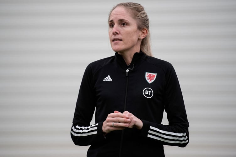 LLANELI, WALES - 17 NOVEMBER 2021: Wales Womens Manager Gemma Grainger visits students of Ysgol y Strade at Parc Y Scarlets on the 17th of November 2021. (Pic by Ashley Crowden/FAW)