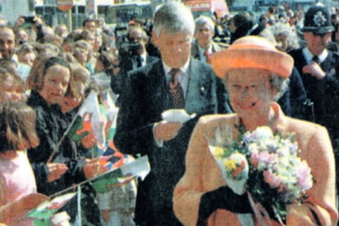 Her Majesty Queen Elizabeth II pictured during a tour of Wales in 1996