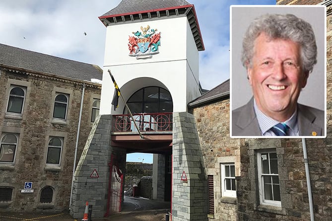 Gwynedd Council headquarters and, inset, Cllr Ioan Thomas