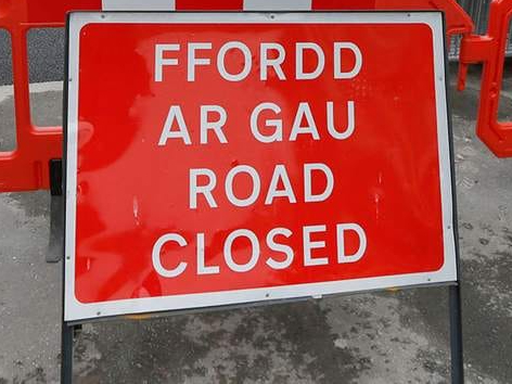 Road closed stock image sign