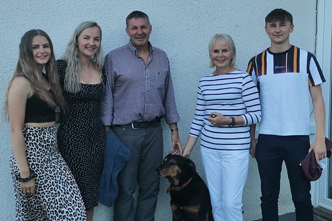 Rosemary with husband Richard, children Lois, Leisia and Dylan, and family pet Deio