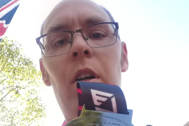 Nick Thompson after completing the London Marathon 2022