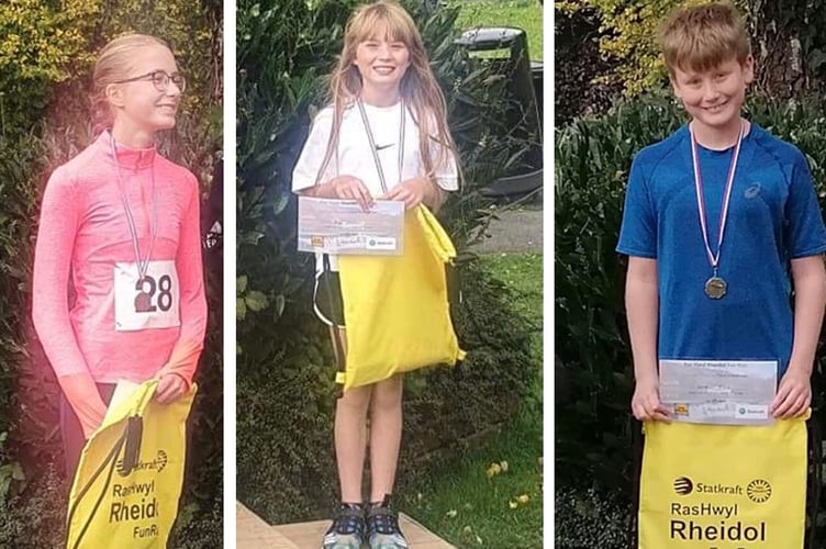 Anwen Whitehead, Rose Mallows and Arthur Finney at the Ras Hwyl Rheidol Fun Run 2022
